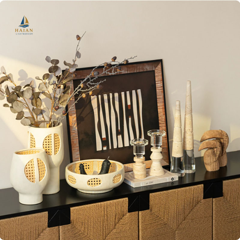 set-binh-gom-va-khay-gom-may-dan-haian-elite-ha2220-trang-tri-ke-console